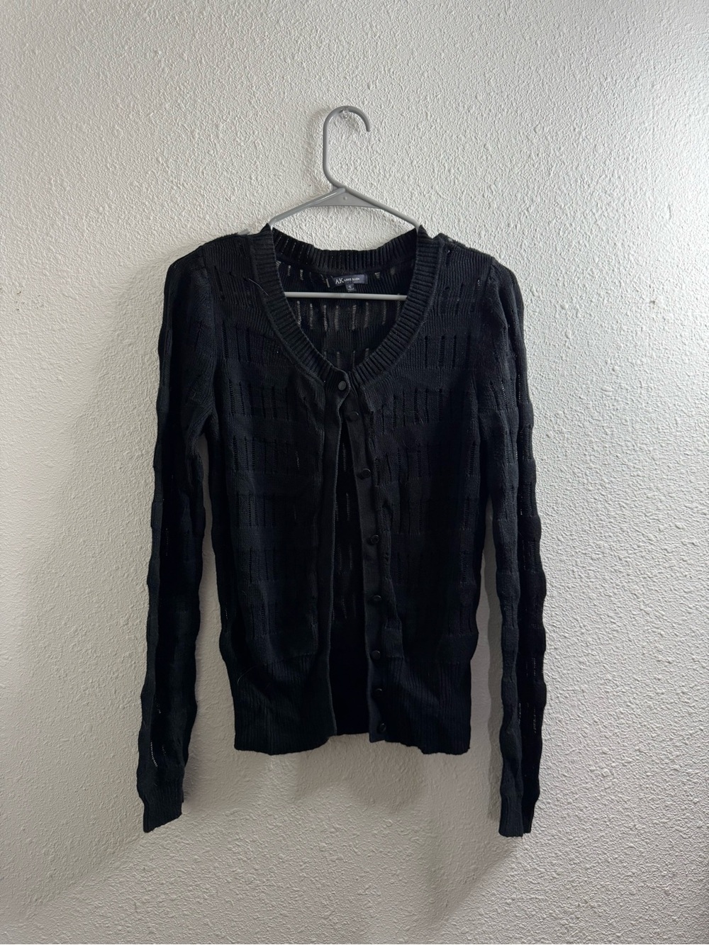 Anne Klein Black Button-Front Knit Cardigan